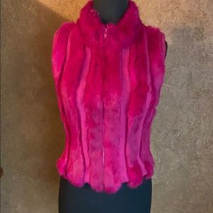 Magenta Rabbit Fur sweater Vest